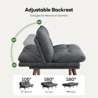 Marsail 66" Futon Sofa Bed, Convertible Corduroy Futon Couch with Adjustable Backrest & Armrests, Small Sleeper Sofa Loveseat for Living Room, Apartment, Office, Light Gray