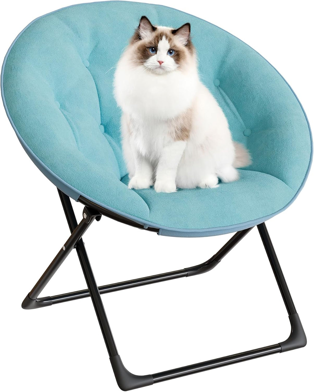 Garvee Saucer Chair for Adults - Oversized Faux Fur Lounge Chair with Gold Metal Frame, Foldable Comfy Seat for Bedroom, Dorm & Living Room, (Green)