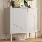 Easyego 31.5″ Mid Century Modern Sideboard Buffet Cabinet, White Wood Accent Storage with 2 Doors & Adjustable Shelves for Living Room, Entryway, Dining Room