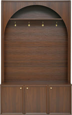 LUMISOL 77" Entryway Hall Tree with Bench and Coat Rack, Hall Tree Bench with Shoe Storage, 4 Hooks, Shelf, Wooden Style Coat Rack for Living Room, Mudroom, Arched Design, Walnut