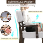 adochr Modern Wood Dining Chairs with Arms, Velvet Upholstered Kitchen Chairs with Hardwood Legs & Open Curved Backrest, Accent Chairs 350 LBS Capacity, Grey