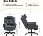 Criss Cross Office Chair with Flip-Up Armrests and Headrest, 135° Reclining Swivel Velvet Criss Cross Chair with Wheels & Foot Rest, Big and Tall Cloud Cross Legged Office Chair for Home, Gray