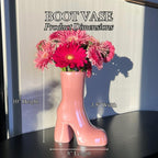 Reimagine Discovery Pink Boot Vase, Maximalist Ceramic Flower Vase, Pink Room Decor for Office, Bedroom & Living Room, Aesthetic Room Decor for Desk, Shelf, Table, Bar & Vanity