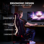 GTPLAYER Gaming Chair with Bluetooth Speakers, Adjustable Backrest and Height, 3D Armrests, Footrest, Ergonomic Computer Chair for Gamers (Brick Red)