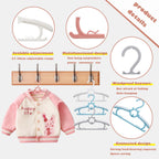 50pcs Pink Baby Hangers, Non-Slip and Extendable Laundry Infant Pant Hanger for Newborn Clothes Hangers,11"-14'' Adjustable Children Coat Hanger for Girl Boy Toddler Kids Child.