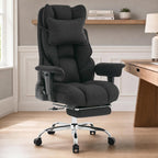 mokodo Big and Tall Office Chair 400lbs, Breathable Fabric Executive Desk Chair with Pocket Spring Cushion, 155° Reclining Computer Chair with Integrated Headrest & Lumbar Pillow (Black)