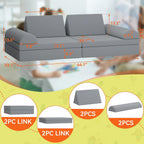 Modular Kids Play Couch 8PCS,Convertible Sofa for Toddler and Baby,Kids Couch Building Fort,Multifunctional Foam Sofa for Playroom,Large Size