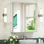 TokeShimi 24x26 Mirrored Medicine Cabinet, Aluminum Recessed Wall Mounted Bathroom Cabinet with Full-Overlay Mirrors