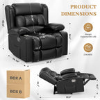 RV Recliner Chair, Oversized Reclining Loveseat Home Theater Seating with Cup Holders, Insert Pockets, Wall Hugger RV Recliners for Movie Room, Recline Movie Seats Gaming Sofa, Black