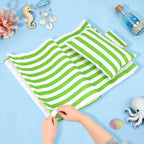 Beach Sling Chair Replacement Canvas, 16x44.5 Inch Folding Lounge Chair Fabric with Pillow for Beach/Sunbathing/Courtyard/Garden [Pinstripe Green, Only Replacement]