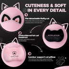 Pink Gaming Chair Cute with Cat Ears Ergonomic Computer Chair with Cat Embroidery Adjustable Memory Foam Lumbar Support and Headrest Comfortable Reclining Office Chair for Girls, Teens, Women