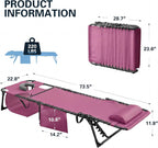 Devoko Beach Lounge Chair, Outdoor Sun Tanning Chair with Face Hole, Heavy Duty Folding Portable Lay Chaise Lounge Chairs for Outside Beach Pool Camping Patio, Pink