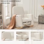 FOXHUNTER Rocking Chair Nursery with Adjustable Footrest and High Backrest, Upholstered Glider Chairs with Side Pockets for Nursery, Rocker Armchair Indoor for Living Room,White