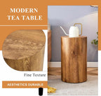 Round Side Table with Imitation Wood Grain, 12" Diameter x 19.7" Height, Modern Cylindrical Design, Sturdy Base with Anti-Slip Feet, Perfect for Living Room, Bedroom, or Office, Wood