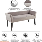 Madison Park Accent Bench, Upholstered with Nailhead Trim, & Padded Seat Entryway Bench Small, End of Bed Bench with Back, 49.5" W x 19.25" D x 23" H, Grey