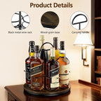 360° Rotating Wine and Coffe Syrup Bottle Rack, 6-Bottle Countertop Organizer with Non-Slip Base, Space-Saving Liquor and Syrup Bottle Display Shelves for Home Bar and Kitchen