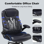 Ergonomic Executive Office Chair for Big & Tall - 500lbs Capacity with Lumbar Support & Flip-Up Armrests, Heavy Duty PU Leather Computer Desk Chair, Black