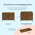 Davinci Birdie 6-Drawer Baby Dresser, GREENGUARD Gold Certified, Walnut | TSCA-Compliant, GREENGUARD Gold Nursery Dresser w/ Spacious Drawers - Double Dresser for Kids w/ 9+ Inch Drawer Extension