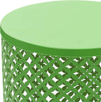 Xuthusman 2 Pack Outdoor Side Table,Metal Frame Accent Table Modern End Table Set Nesting Side Tables for Patio Balcony Garden Living Room Bedroom Indoor Outdoor Use（Green）