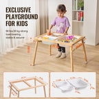 VEVOR Sensory Table for Toddlers, Activity with 3 Foldable Storage Bins, Paper Roll Holder, Indoor/Outdoor Play Sand and Water, Wooden Drawing Table, Gift for Boys Girls