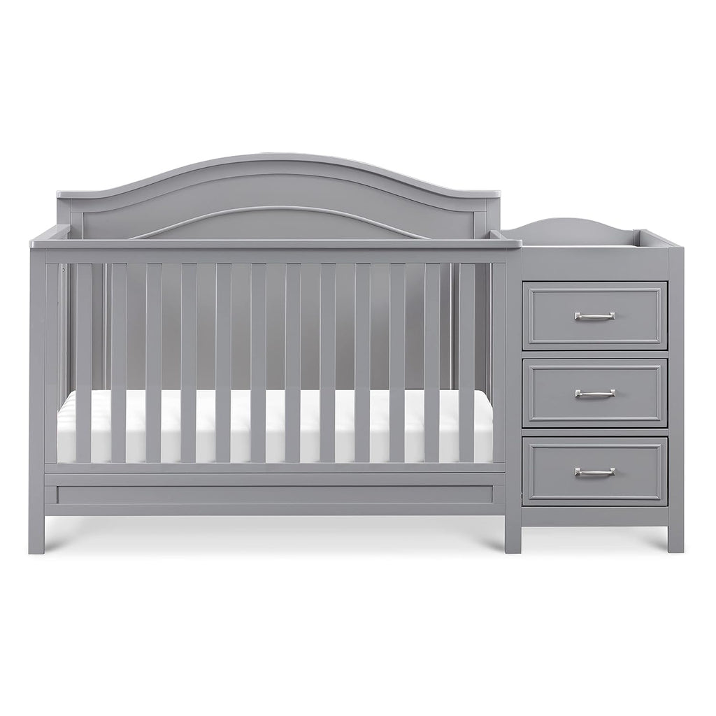 Davinci Charlie 4-in-1 Convertible Baby Crib w/Changing Table, Grey | Greenguard Certified Baby Crib Convertible to Toddler Bed, Daybed, Full-Size Bed - Changing Table Combo w/ Extra Storage
