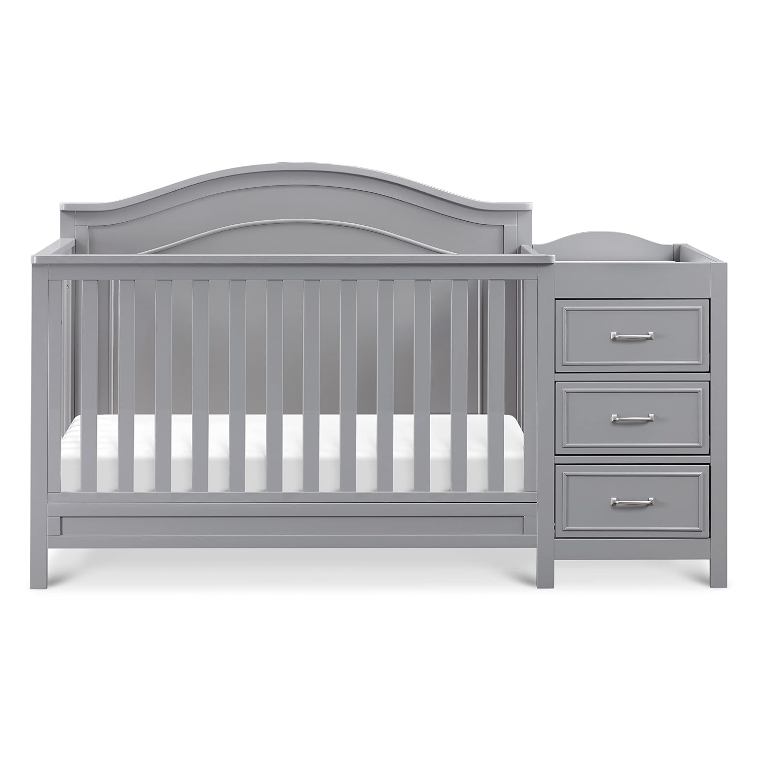 Davinci Charlie 4-in-1 Convertible Baby Crib w/Changing Table, Grey | Greenguard Certified Baby Crib Convertible to Toddler Bed, Daybed, Full-Size Bed - Changing Table Combo w/ Extra Storage