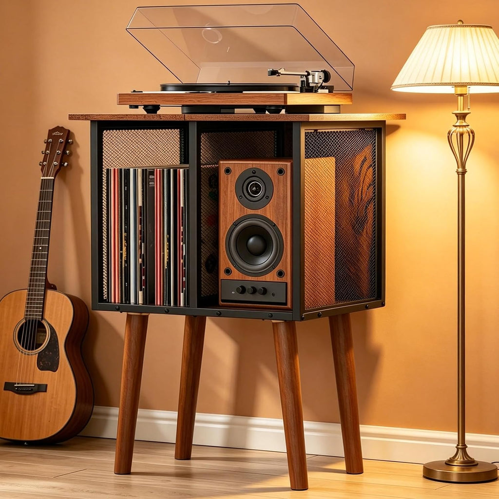 Record Player Stand, Vinyl Record Storage, Mid-Century Modern Record Holder Record Table, Vintage Vinyl Records Shelf Unit, Small Vinyls Organizer Records Cabinet, Album Storage for Vinyl Records