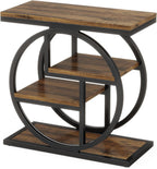 End Table with Storage, Narrow Side Table for Living Room, 4-Tier Industrial End Tables with Shelves, Small Sofa Table for Bedroom, Rustic Brown