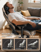 AutoFull C3 Gaming Chair, Racing Style Gaming Chair with Ergonomic Lumbar Support,Adjustable High Back PU Leather PC Chair with Footrest,Brown