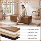 Homebeez 46" Faux Leather Storage Ottoman,End of Bed Bench,Upholstered Ottoman Bench with Storage for Living Room,Bedroom,Entryway