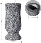 Granite Cemetery Vase for Grave Heavy 9.2 Lbs Windproof 3 Inch Opening | Natural Stone for cemetery and memorial gardens. Wide 4.7 inch and 10 inch tall. Side drainage hole prevents freeze cracking.