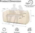 Pamapic 59" Teddy Fabric Bean Bag Chair, 2 Seat Loveseat Sofa,Teddy Fabric Sofa Bed for Adults,Fit Living Room, Bedroom,Outdoor Spaces,Fluffy Comfort Washable Cover,72h Rebound,White