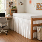 Dorm Bed Skirt Twin XL 36 Inch Drop White, Elastic Easy Fit Dust Ruffle Bedskirt with Split Corners, 100% Microfiber Extra Long Dorm Bedding, College Bed Skirt