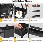 SPACELEAD Slim Storage Cart 4 Tier,Bathroom Organizer Rolling Utility,Mobile Shelving Unit Slide Out for Office, Kitchen, Laundry Room & Narrow Places,Black
