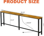 78" Narrow Sofa Table with Outlet (2 AC Outlets & 2 USB Ports), Behind Couch Table with Charging Station, Long Skinny Console Table for Living Room, Entryway and Hallway (Rustic Brown)
