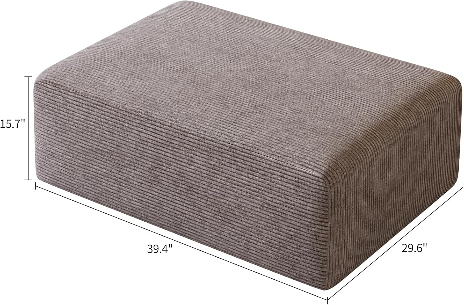 39.4" Oversized Couch Ottoman, Movable Rectangle Ottoman with Memory Foam, Corduroy Modular Foot Stool for Living Room Bedroom,Non-Slip Bottom, No Assembly Required (Gray)