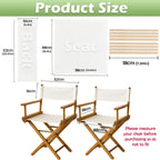 STAY GENT 18''L X 15''W 2 Set Directors Chair Replacement Canvas for 18'' Director Chairs, Replacement Cover Canvas Seat and 19.7''L X 6.3''W Back Covers Kit for Director Chairs Movie Chair, White
