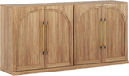 BELLEZE 65 Inch Sideboard Cabinet with Double-Arc Wood Doors, Large Buffet Cabinet with Storage and Adjustable Shelves, Classic Modern Console Table for Dining Room Living Room Entryway (Camel)