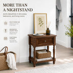 YUNMUARY-Solid Wood Nightstand,Entryway Table with Storage,Side Tables with Drawers,17.7" W x 21.7" H Small End Table Living Room,Farmhouse End Table for Bedroom,Fully Assembly.