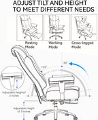 Efomao Big and Tall Executive Office Chair 400lbs - White Desk Chair for Women with Footrest, 24" Wide Ergonomic Pocket Spring Cushion Seat, Heavy Duty Computer Chair for Home Office, Gaming