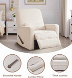 Tbfit Nursery Rocking Chair,360°Swivel Recliner Chair with Lumbar Support for Bedroom, Comfy Upholstered Armchair with Pillows & Footrest for Living Room & Baby Room