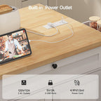 ComfyCorner 60" Rolling Large Kitchen Island on Wheels with Extendable Table, Drop Leaf & Power Outlet, Mobile Kitchen Cart with Storage Cabinet, 2 Drawers, Spice Rack, Towel & Knife Holder, White