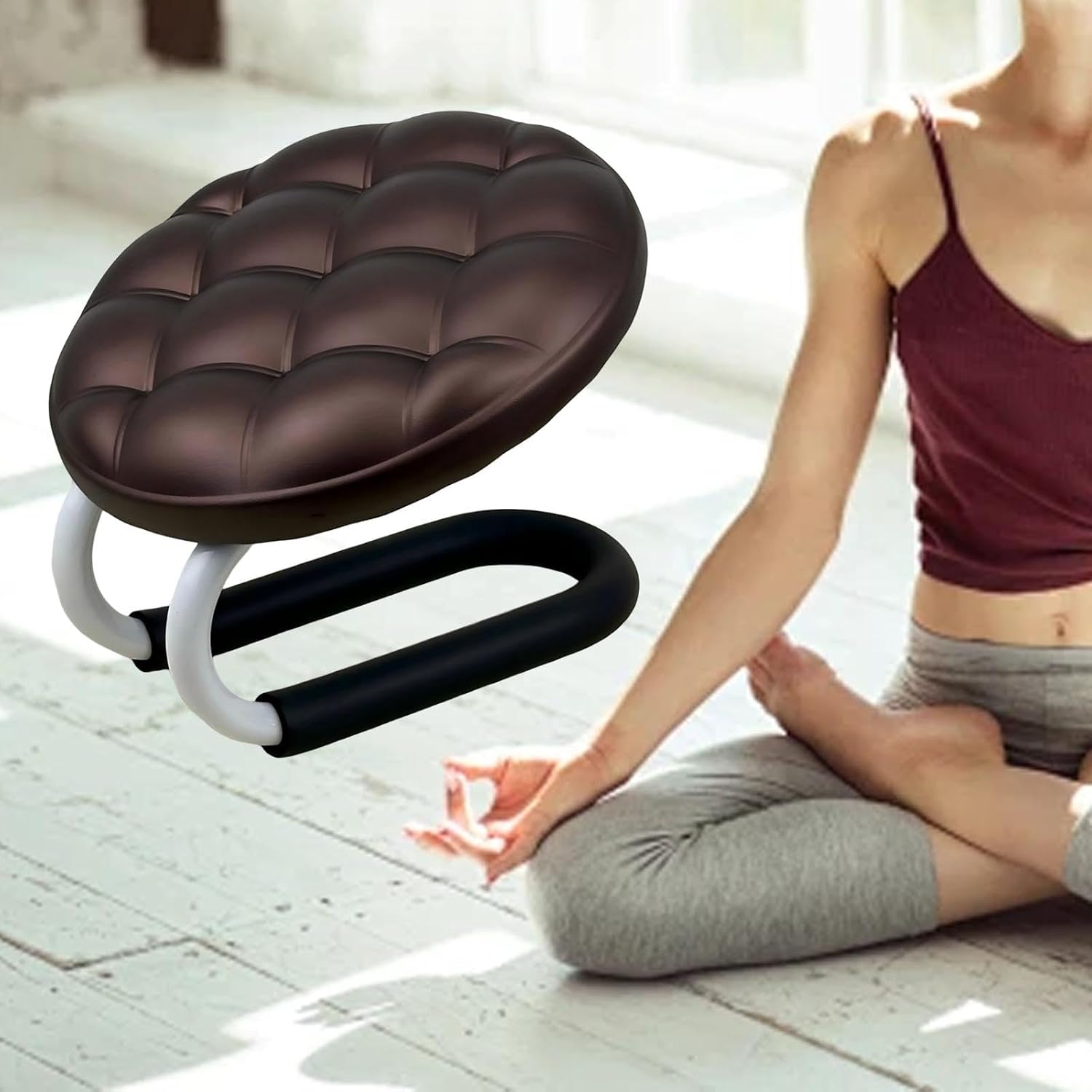 Meditation Stool, Seat Gift Kneeling Bench, Versatile Chair Prayer Stool Meditation Bench for Praying Yoga Women, Brown