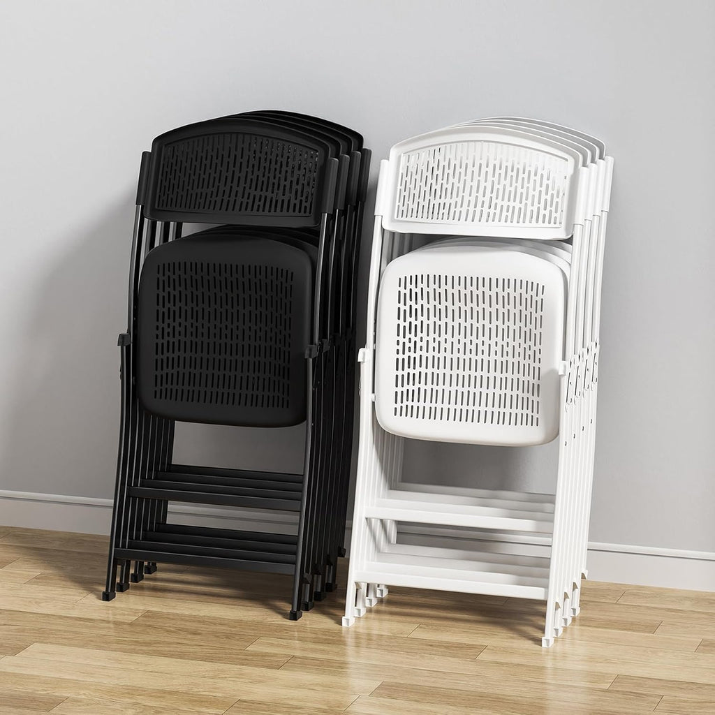 Ytaoka Folding Chair White Foldable Chair with Breathable Mesh Seat and Sturdy Metal Frame for Indoor and Outdoor Party Events Wedding Patio Dining, 1-Pack