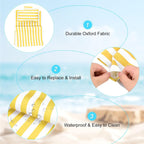 M METERXITY Beach Sling Chair Replacement Canvas, 16x44.5 Inch Folding Lounge Chair Fabric with Pillow for Beach/Sunbathing/Courtyard/Garden [Pinstripe Yellow, Only Replacement]