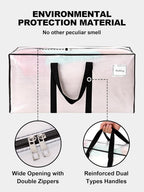 HOMESURE Supports 200lbs Heavy Duty Moving Bags - Strong Zipper & Wrap-Around Handles - Water-Resistant Storage Totes, Durable Alternative to Moving Boxes - 8 Pack - Semi-Transparent