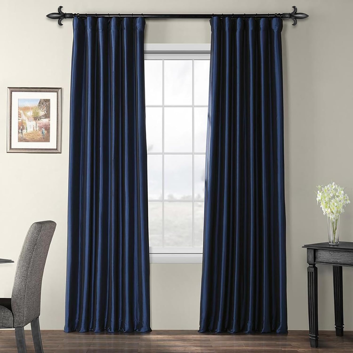 Urbanest Classic Forged Iron Fleur De Lis Window Drapery Rod Set (Black, 48"-84")