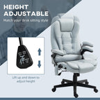 Vinsetto 6 Point Vibrating Massage Office Chair with Heat, Microfiber High Back Executive Office Chair with Reclining Backrest, Padded Armrests and Remote, Light Gray