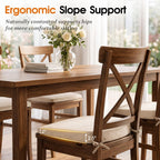 Memory Foam Chair Cushions for Dining Chairs, 2.5" Thick Seat Cushions for Kitchen Chairs, D-Shaped Chair Pads with Washable Cover, Ties and Non Slip Backing, 17'' x 16'', Set of 4, Beige