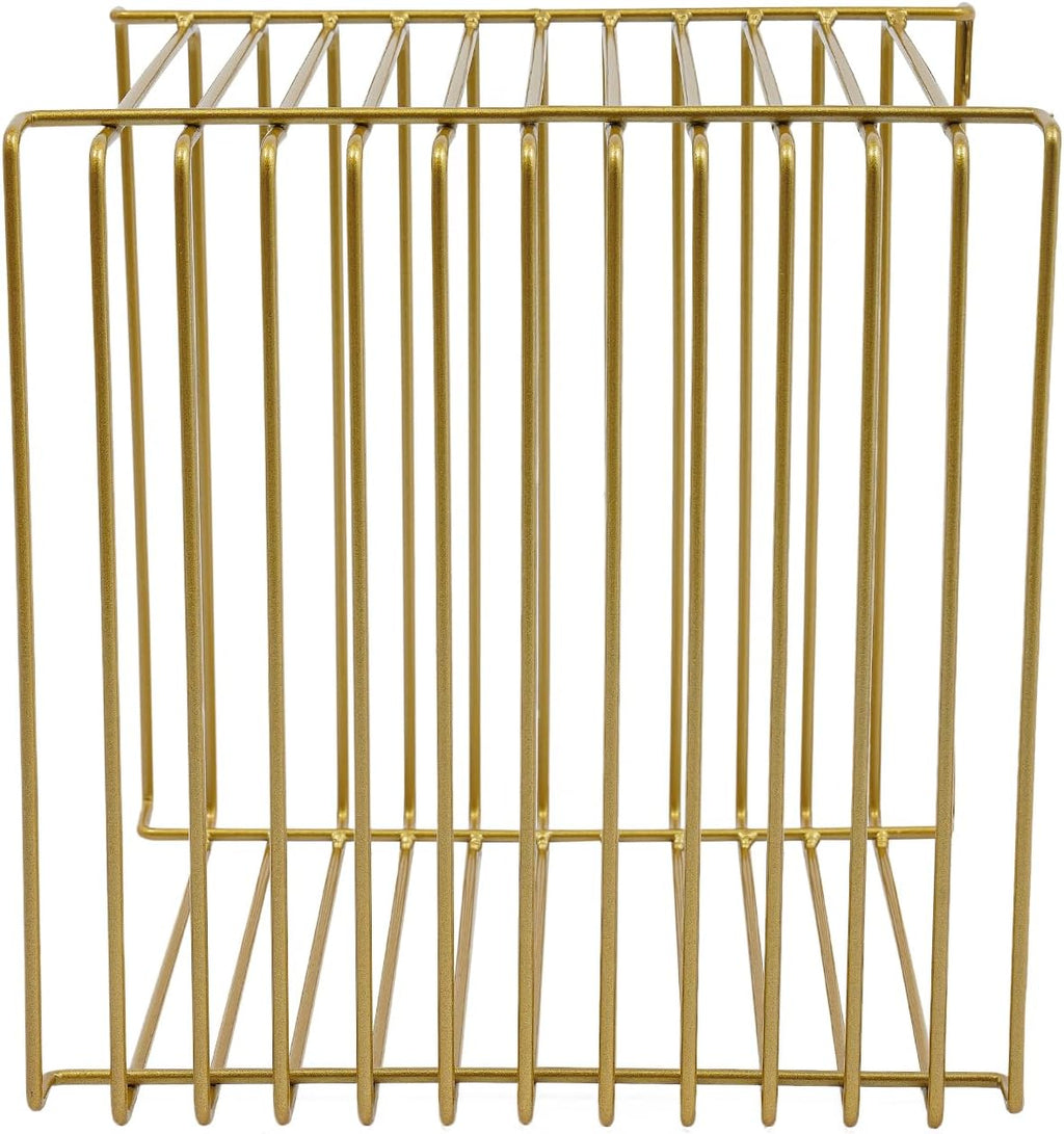 Linear Metal End Table Square Geometry Side Table With Storage Retro Coffee Decoration Sofa Tables Wire Cube Storage Rack For Couch, Living Room, Bar, Bedroom, Balcony-11.8*11.8*11.8in (Gold)